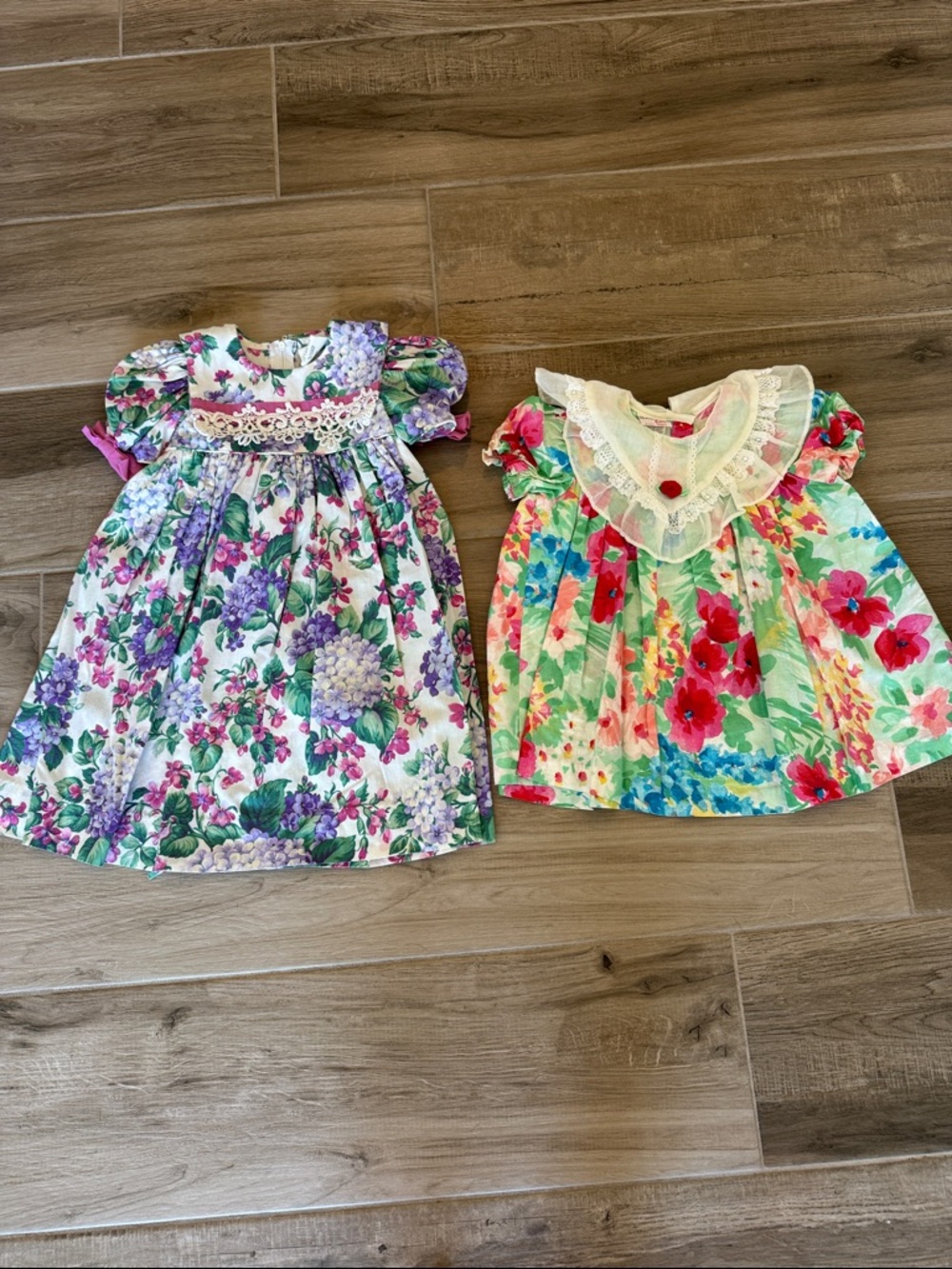 Vintage lot of 2 Ruth of Carolina Kalula Kids 2T floral dresses